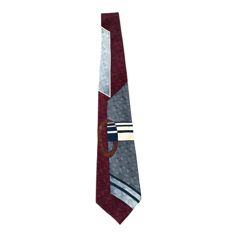 Oscar de la Renta 100% Silk Geometric Striped Abstract Tie Vintage Avant Garde